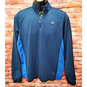Vineyard Vines 1/4 Zip Pullover Men's XL Navy Heather Mock Neck Performance Logo
